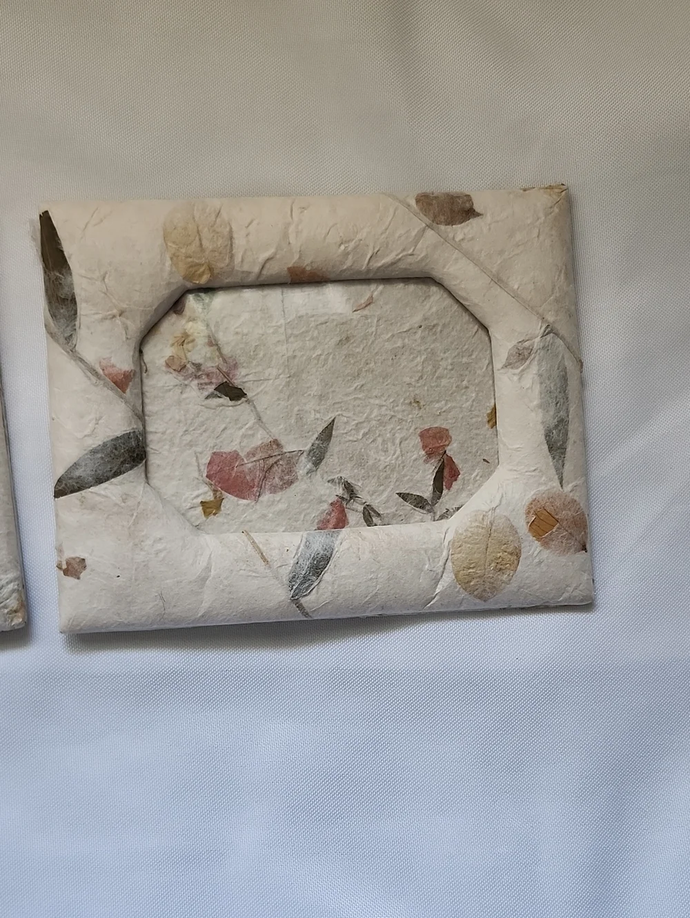 Natural Pulp Paper Picture Frame with Dried Floral Accents - Cream